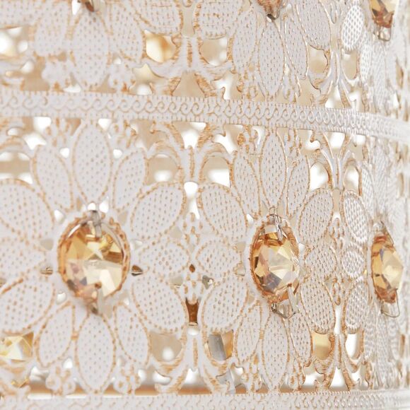 Wedgeworth Champaign Jewels W/ White Punched Metal Drum Pendant Lamp 12.75" Wide - Picture 12 of 14